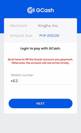 Step 4: The system will take you to the GCash login interface. Enter the phone number you registered your GCash account with.